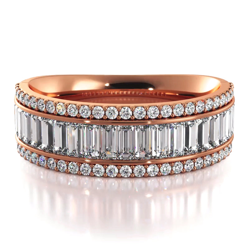 1.85 ct. Baguette And Round Diamond Wedding Band-VIRABYANI