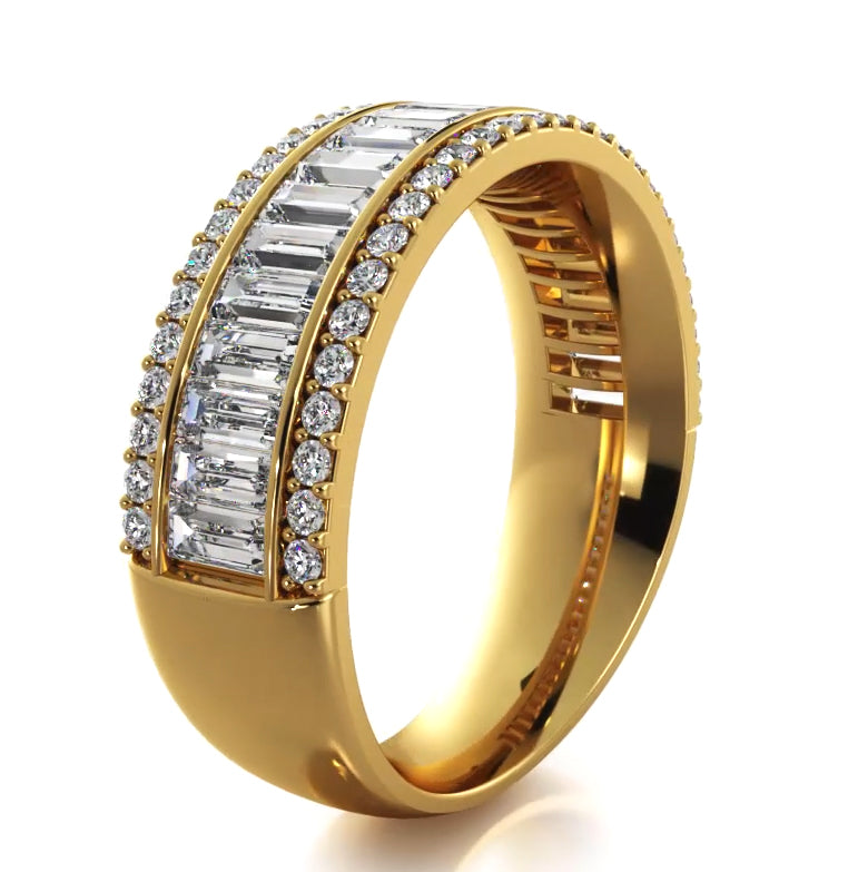 1.85 ct. Baguette And Round Diamond Wedding Band-VIRABYANI