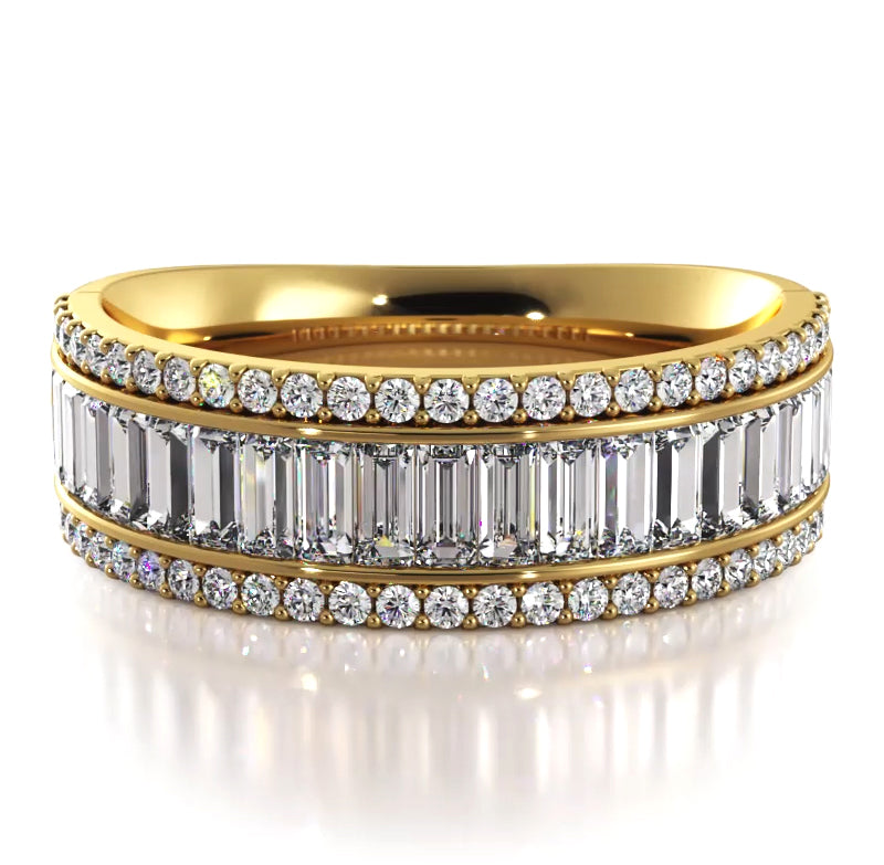 1.85 ct. Baguette And Round Diamond Wedding Band-VIRABYANI