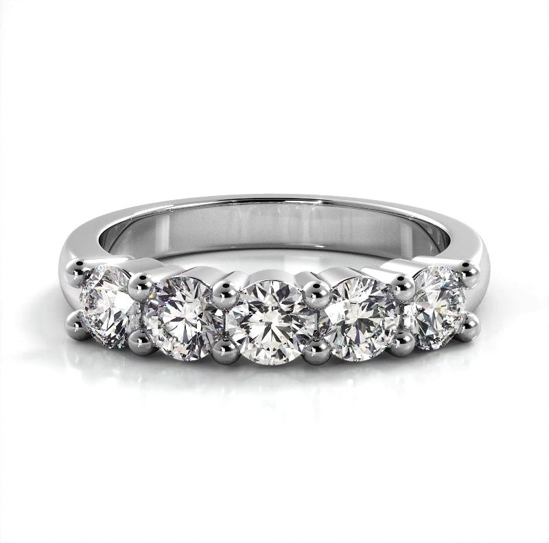 1.25 ct. Round Diamond Five Stone Wedding Band-VIRABYANI