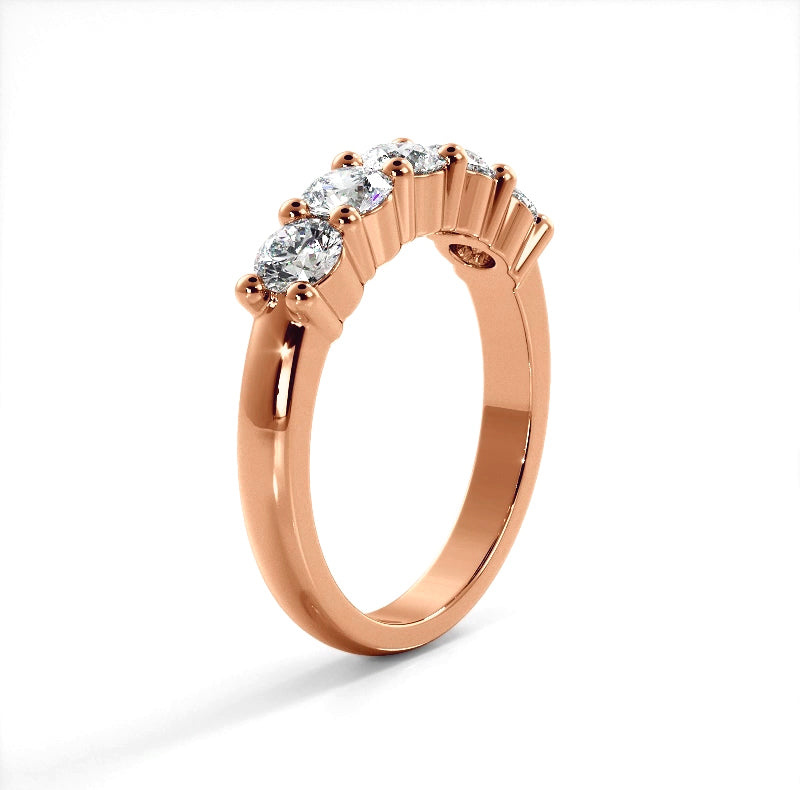 1.25 ct. Round Diamond Five Stone Wedding Band-VIRABYANI