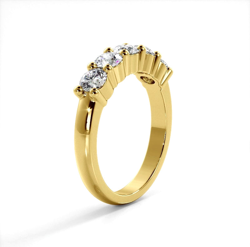 1.25 ct. Round Diamond Five Stone Wedding Band-VIRABYANI