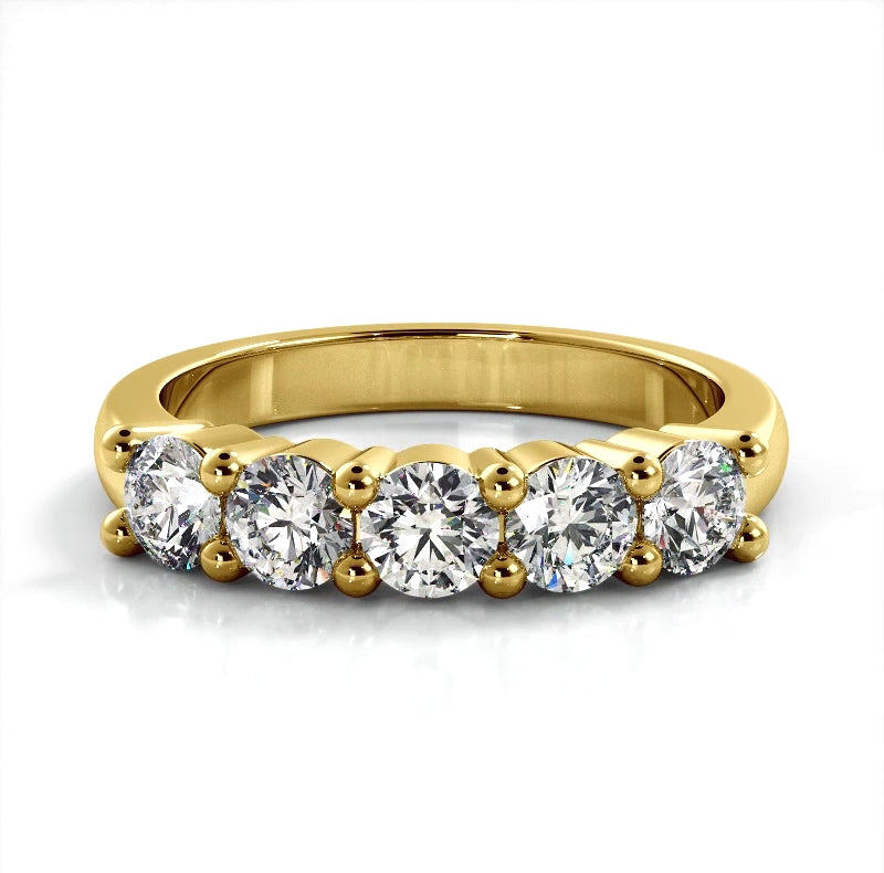 1.25 ct. Round Diamond Five Stone Wedding Band-VIRABYANI