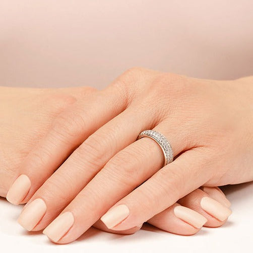 1.38 ct. Round Diamond Triple Row Wedding band-VIRABYANI