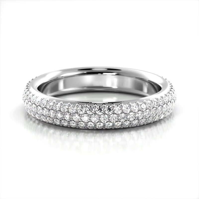 1.38 ct. Round Diamond Triple Row Wedding band-VIRABYANI