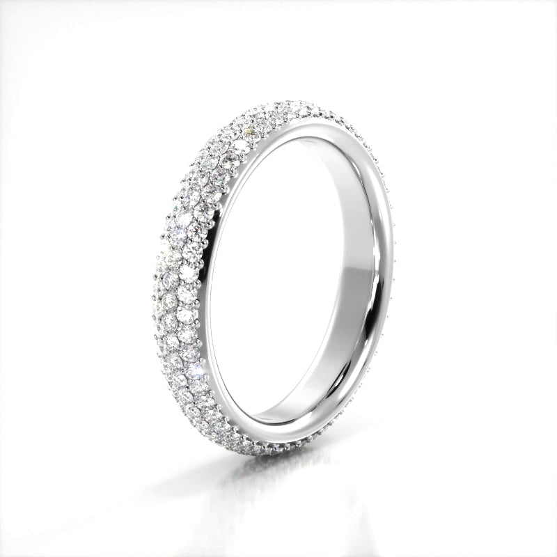 1.38 ct. Round Diamond Triple Row Wedding band-VIRABYANI