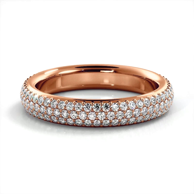 1.38 ct. Round Diamond Triple Row Wedding band-VIRABYANI