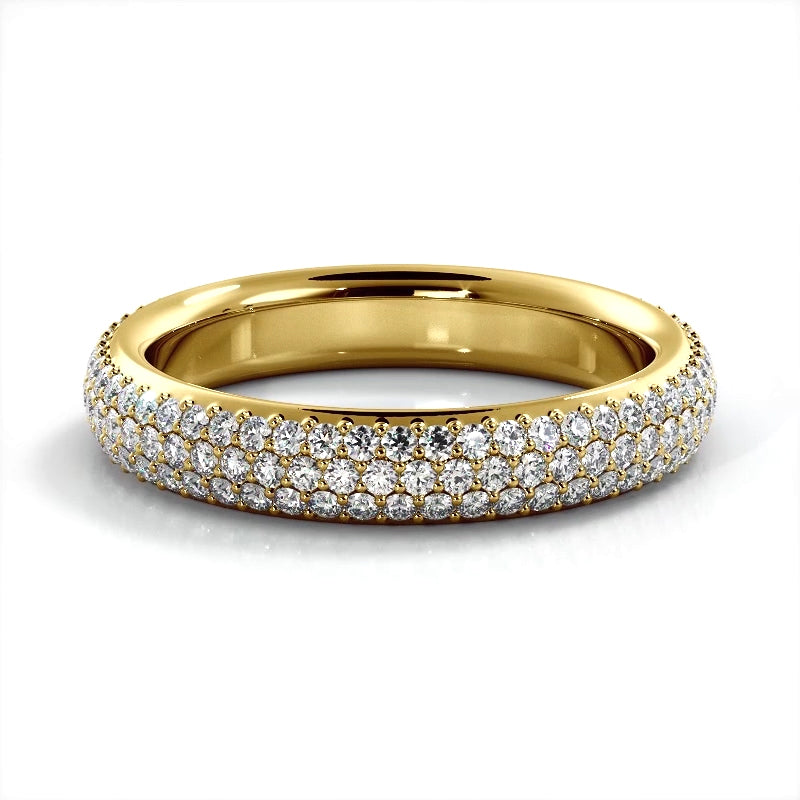 1.38 ct. Round Diamond Triple Row Wedding band-VIRABYANI