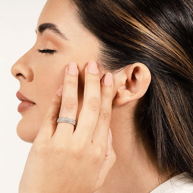 1.54 ct. Round Diamond Milgrain Accent Wedding Band-VIRABYANI