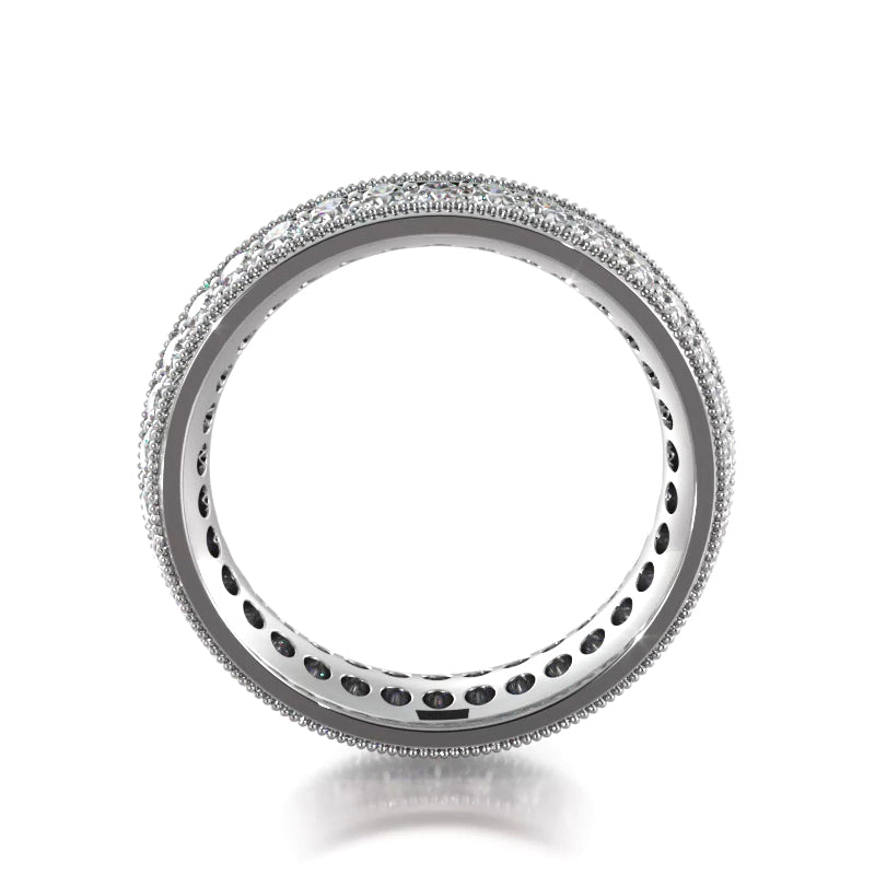 1.54 ct. Round Diamond Milgrain Accent Wedding Band-VIRABYANI