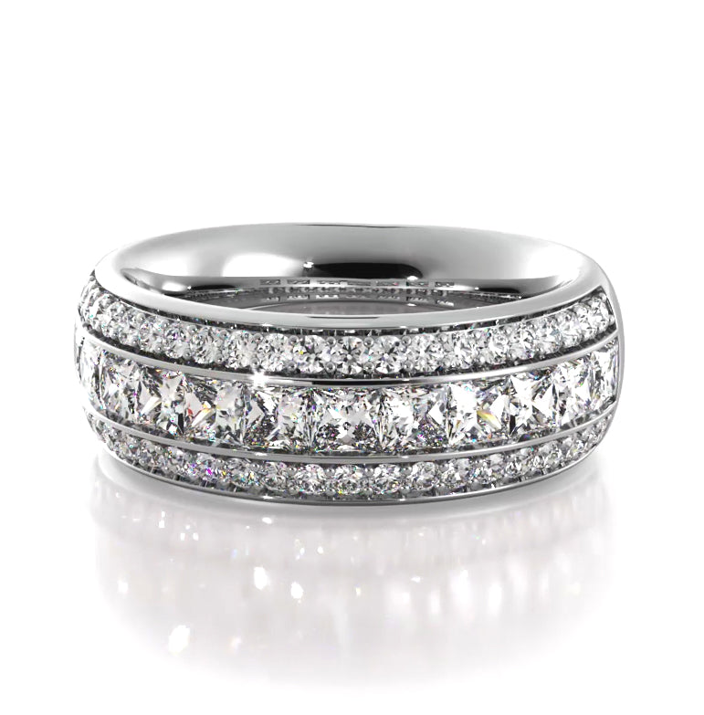 1.56 ct. Princess And Round Diamond Wedding Band-VIRABYANI
