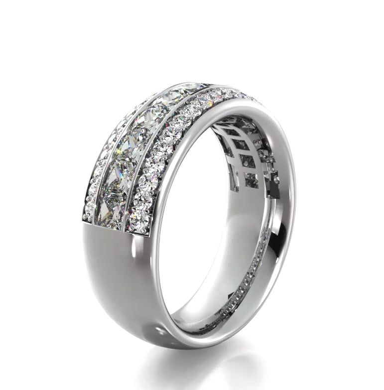 1.56 ct. Princess And Round Diamond Wedding Band-VIRABYANI