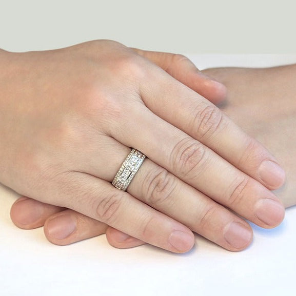 1.56 ct. Princess And Round Diamond Wedding Band-VIRABYANI