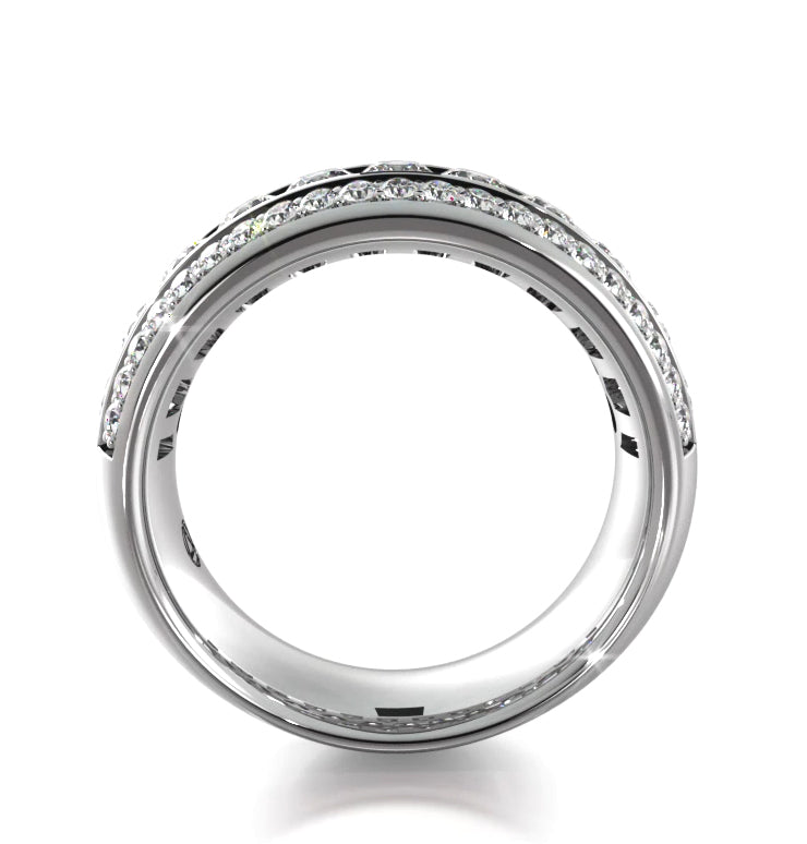 1.30 ct Round Diamond Three Row Wedding Band-VIRABYANI