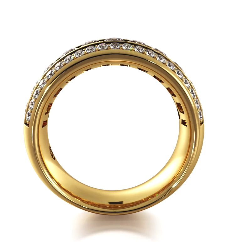 1.30 ct Round Diamond Three Row Wedding Band-VIRABYANI