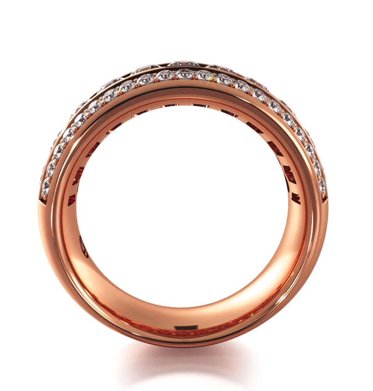 1.30 ct Round Diamond Three Row Wedding Band-VIRABYANI