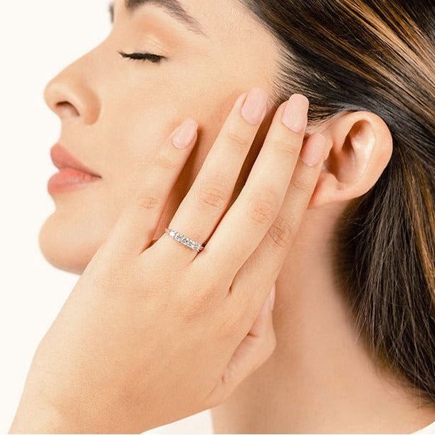 1.00 ct. Princess Diamond Five Stone Wedding Band-VIRABYANI