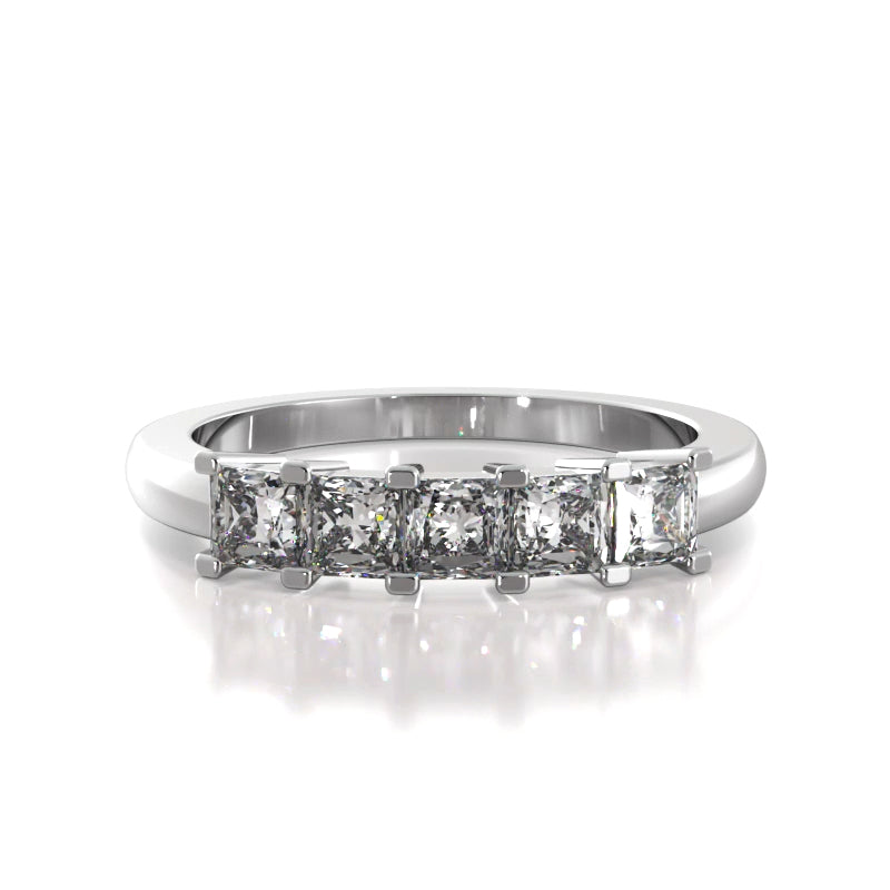 1.00 ct. Princess Diamond Five Stone Wedding Band-VIRABYANI