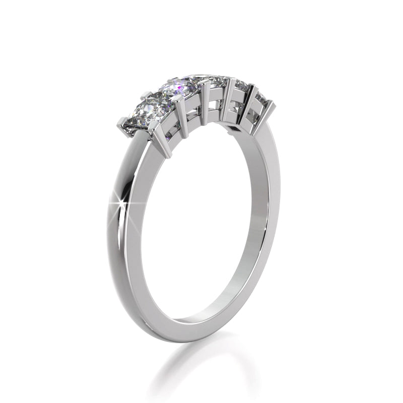 1.00 ct. Princess Diamond Five Stone Wedding Band-VIRABYANI