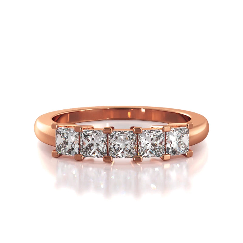 1.00 ct. Princess Diamond Five Stone Wedding Band-VIRABYANI