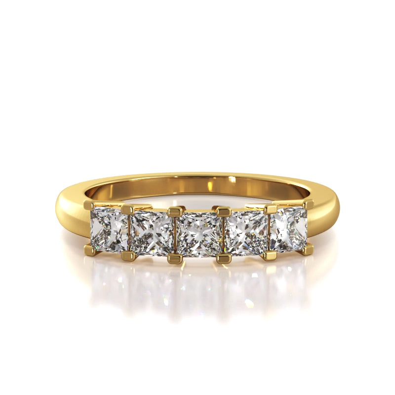 1.00 ct. Princess Diamond Five Stone Wedding Band-VIRABYANI