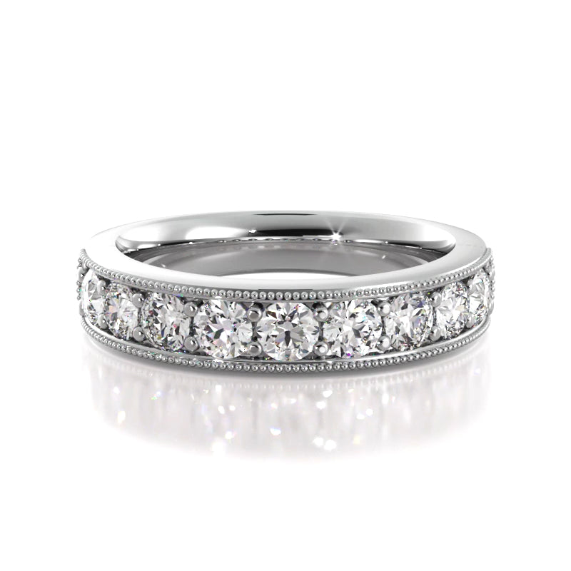 1.0 ct Round Diamond Milgrain Accent Wedding Band-VIRABYANI