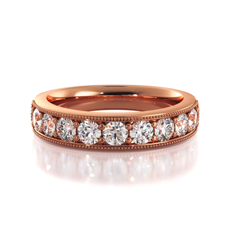 1.0 ct Round Diamond Milgrain Accent Wedding Band-VIRABYANI