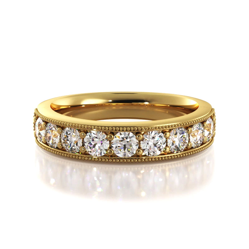 1.0 ct Round Diamond Milgrain Accent Wedding Band-VIRABYANI