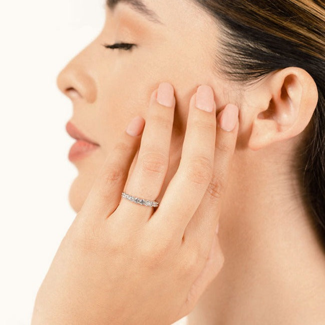 1.04 ct. Round Diamond Wedding Band-VIRABYANI