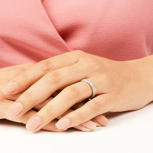 0.55 ct. Round Diamond Three Row Wedding Band-VIRABYANI