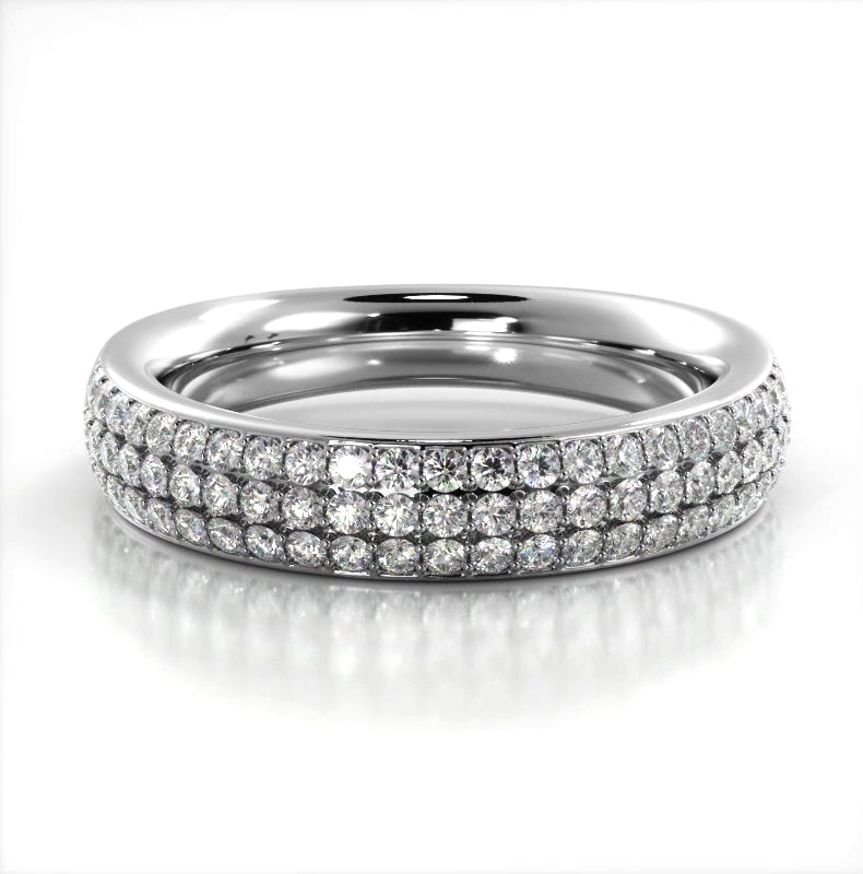 0.55 ct. Round Diamond Three Row Wedding Band-VIRABYANI