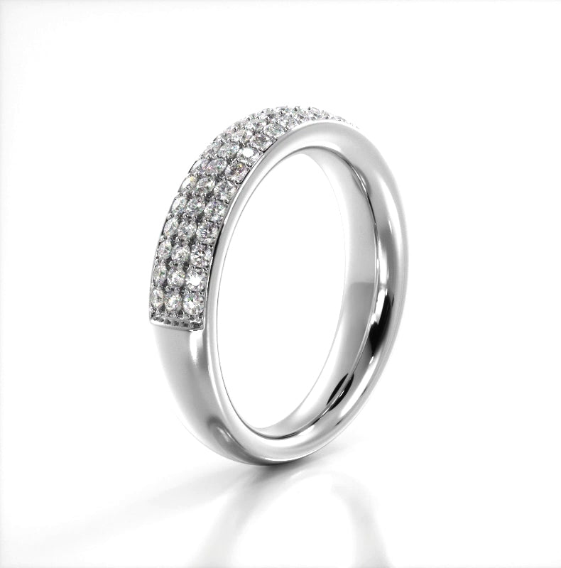 0.55 ct. Round Diamond Three Row Wedding Band-VIRABYANI