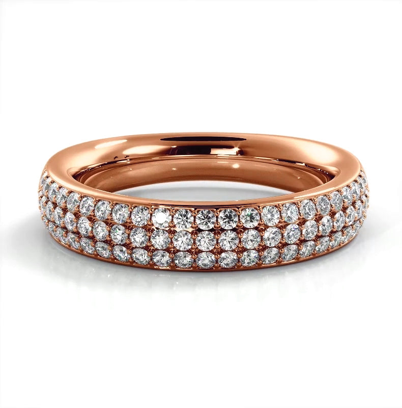0.55 ct. Round Diamond Three Row Wedding Band-VIRABYANI