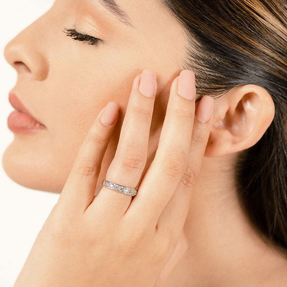 1.04 ct. Round Diamond Three Sided Wedding Band-VIRABYANI