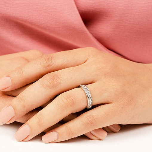 1.04 ct. Round Diamond Three Sided Wedding Band-VIRABYANI