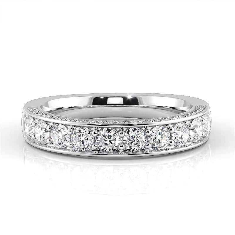 1.04 ct. Round Diamond Three Sided Wedding Band-VIRABYANI