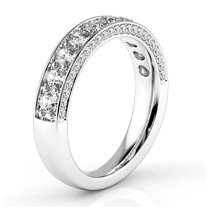 1.04 ct. Round Diamond Three Sided Wedding Band-VIRABYANI