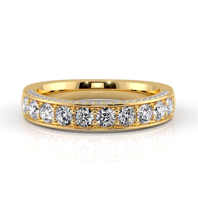 1.04 ct. Round Diamond Three Sided Wedding Band-VIRABYANI