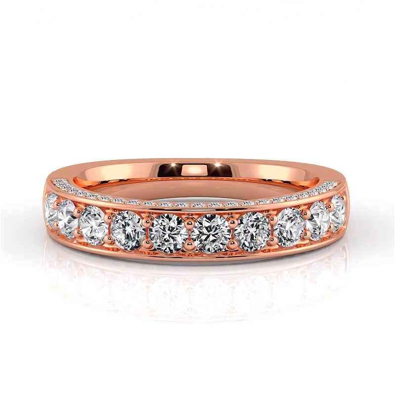 1.04 ct. Round Diamond Three Sided Wedding Band-VIRABYANI