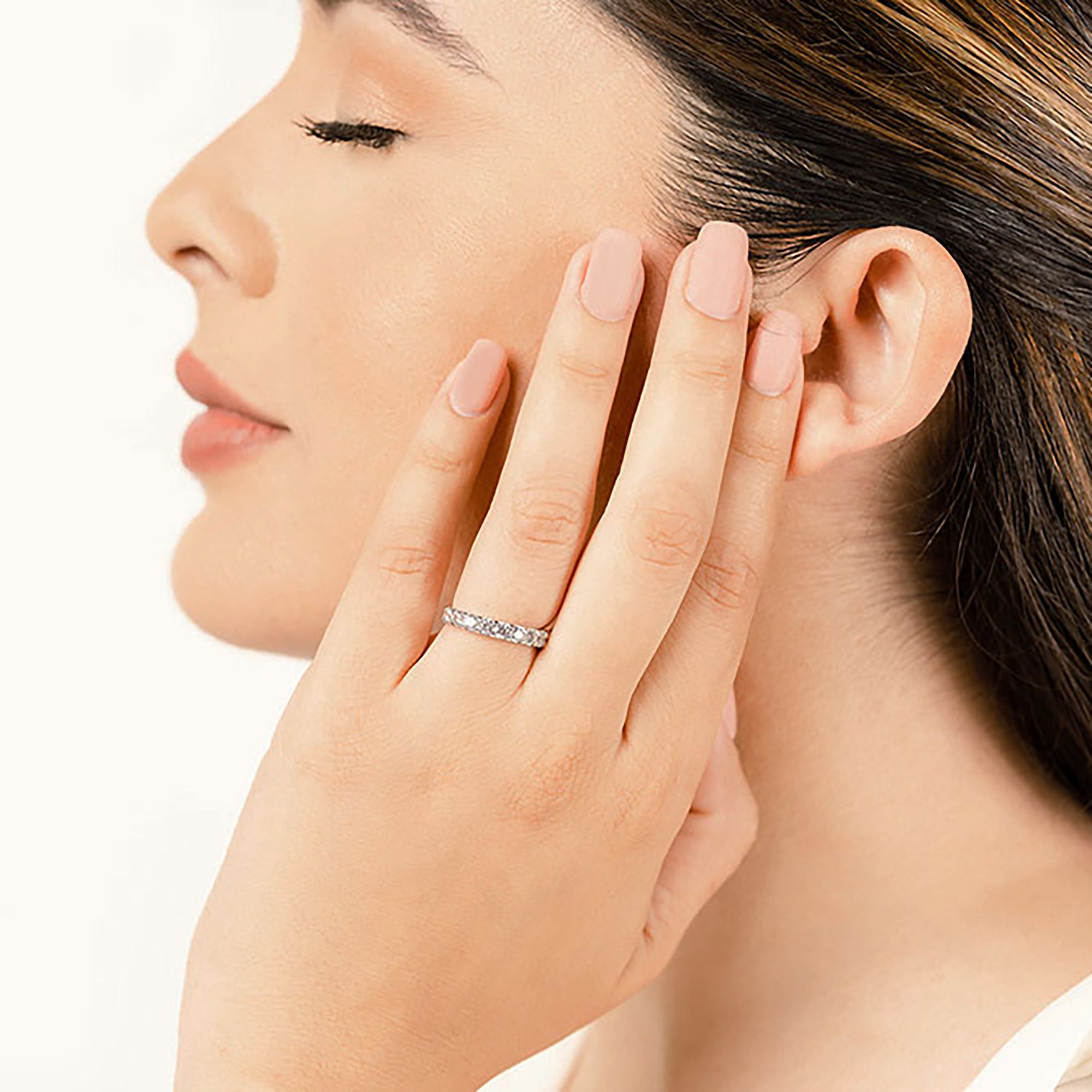 Nine Stone Round Diamond Wedding Ring-VIRABYANI