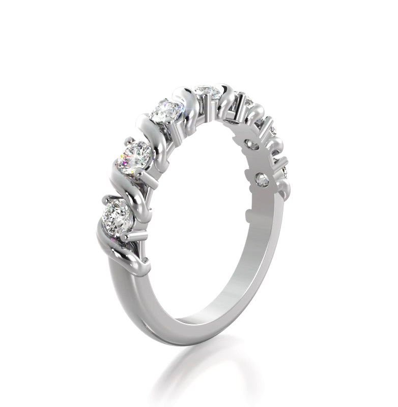 0.53 ct Round Diamond Wedding Band-VIRABYANI