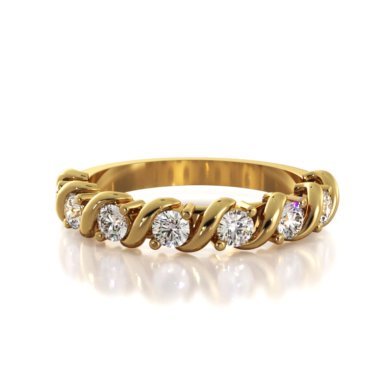 0.53 ct Round Diamond Wedding Band-VIRABYANI