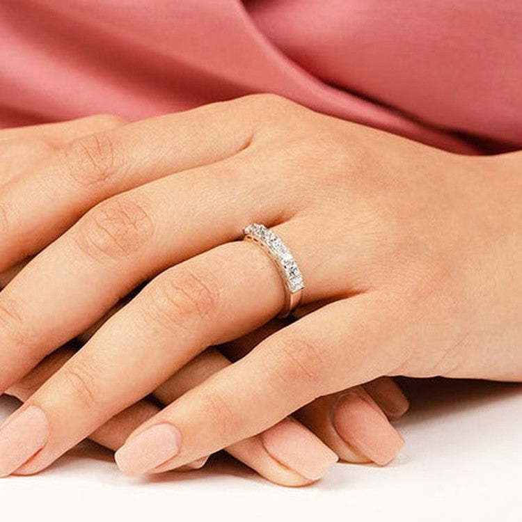 0.98 ct. Princess Diamond Wedding Band-VIRABYANI