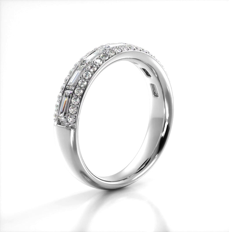 0.88 ct Round And Baguette Diamond Wedding Band