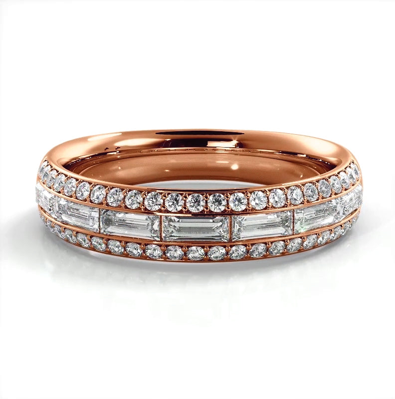 0.88 ct Round And Baguette Diamond Wedding Band