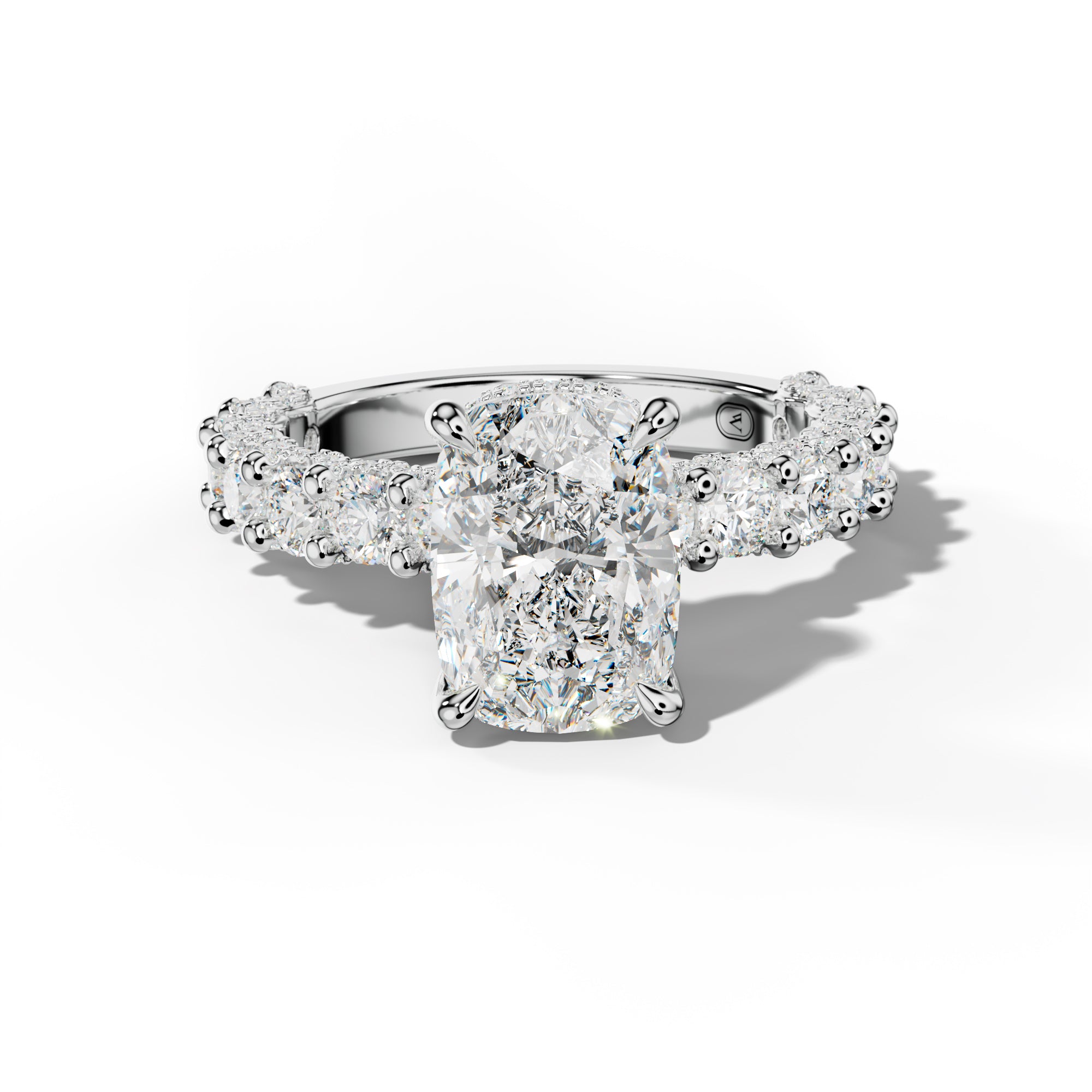 Savannah Elongated Cushion Diamond Engagement Ring With Accented Side Stones