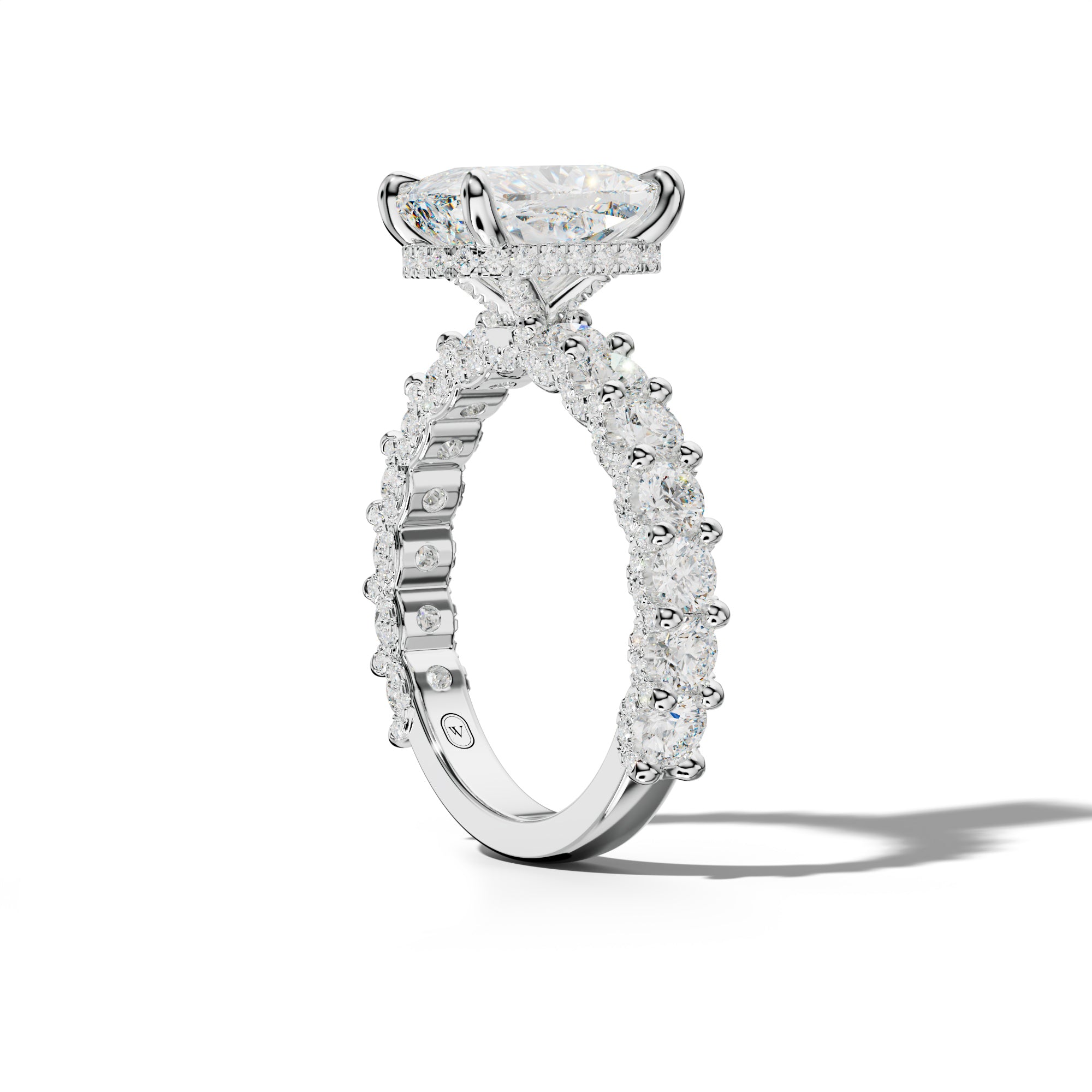 Savannah Elongated Cushion Diamond Engagement Ring With Accented Side Stones