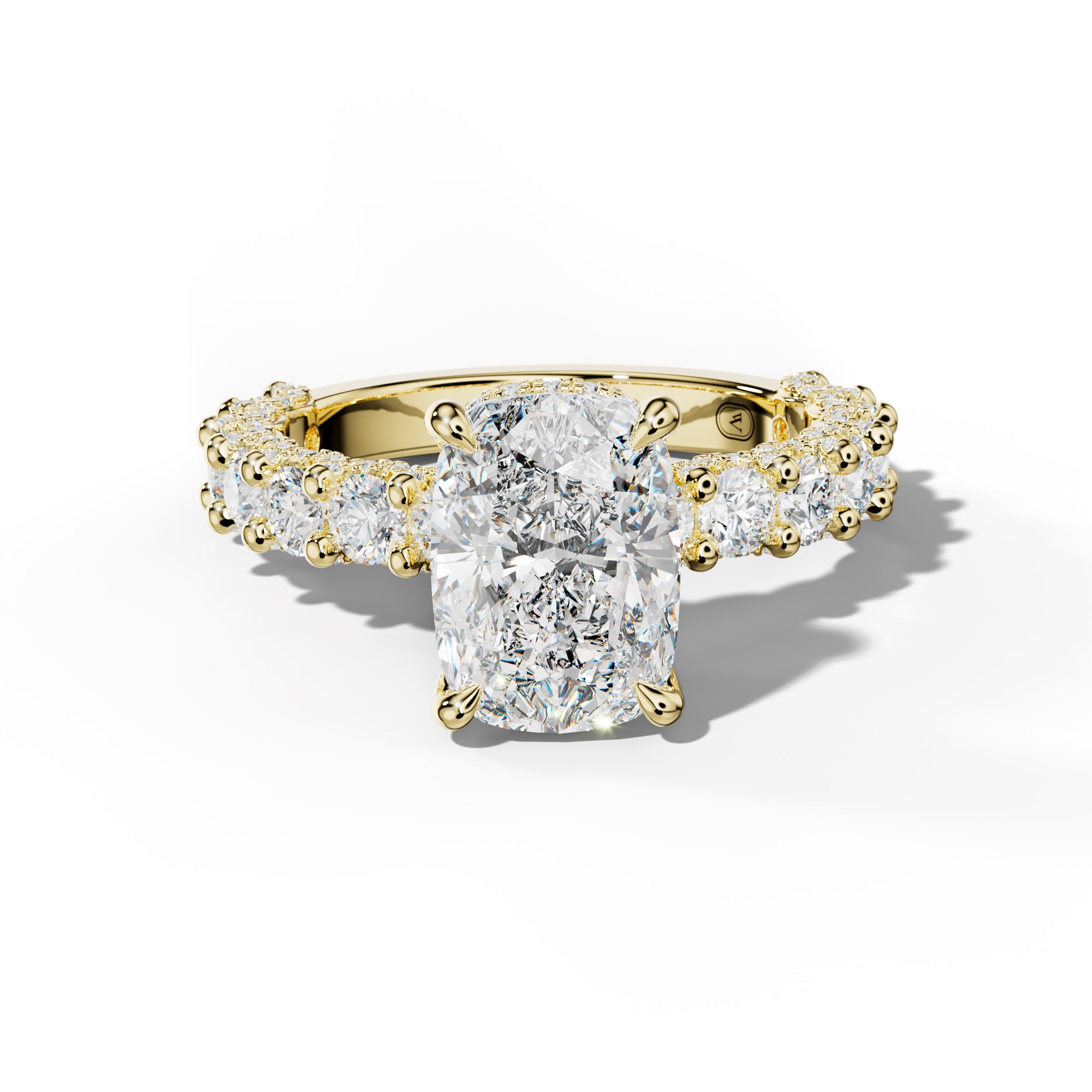Savannah Elongated Cushion Diamond Engagement Ring With Accented Side Stones