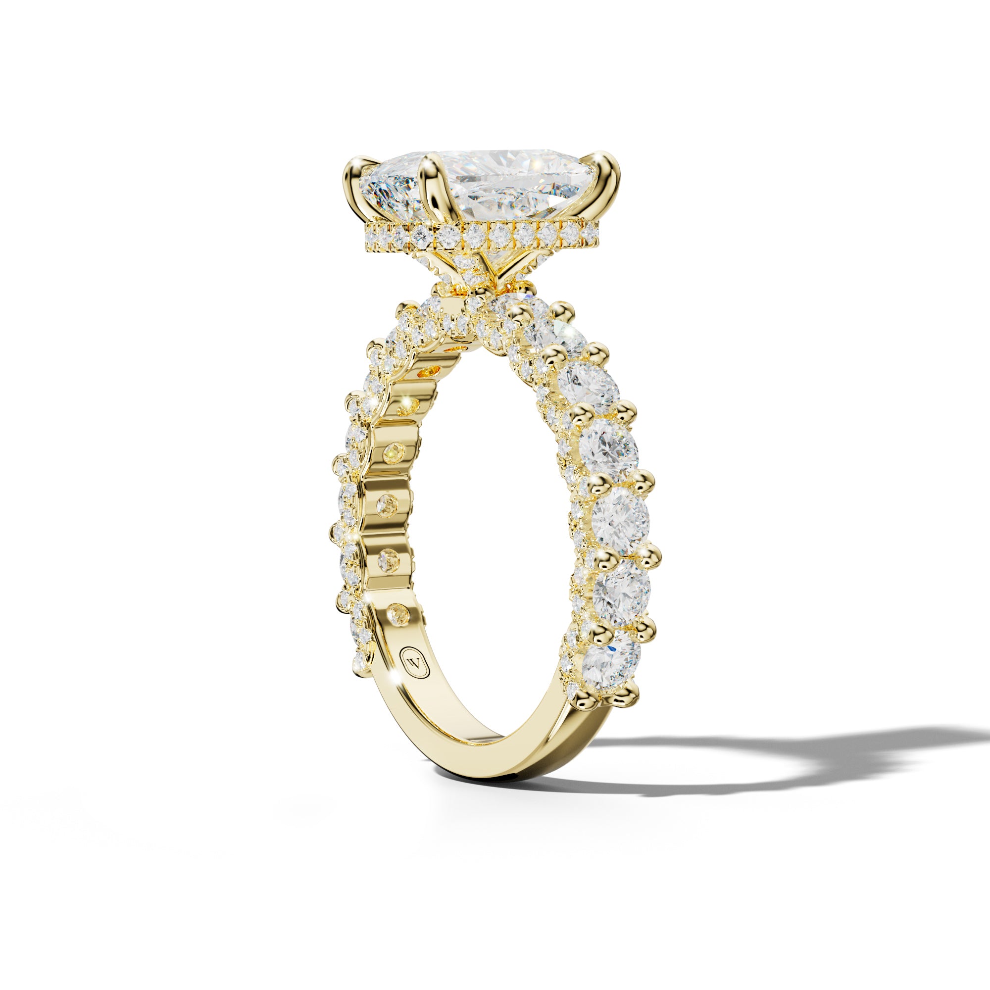 Savannah Elongated Cushion Diamond Engagement Ring With Accented Side Stones