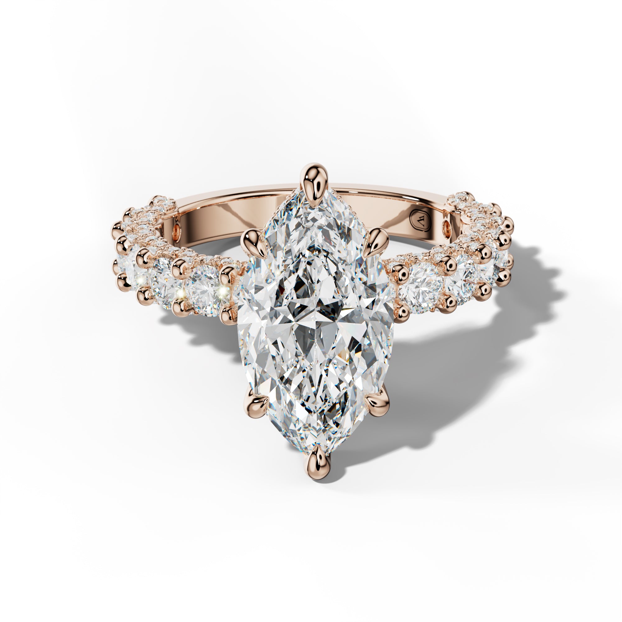 Savannah Marquise Diamond Engagement Ring With Accented Side Stones